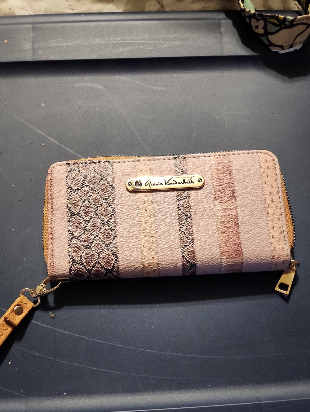 Gloria Vanderbilt Pink Stripe Zip-Around Wallet